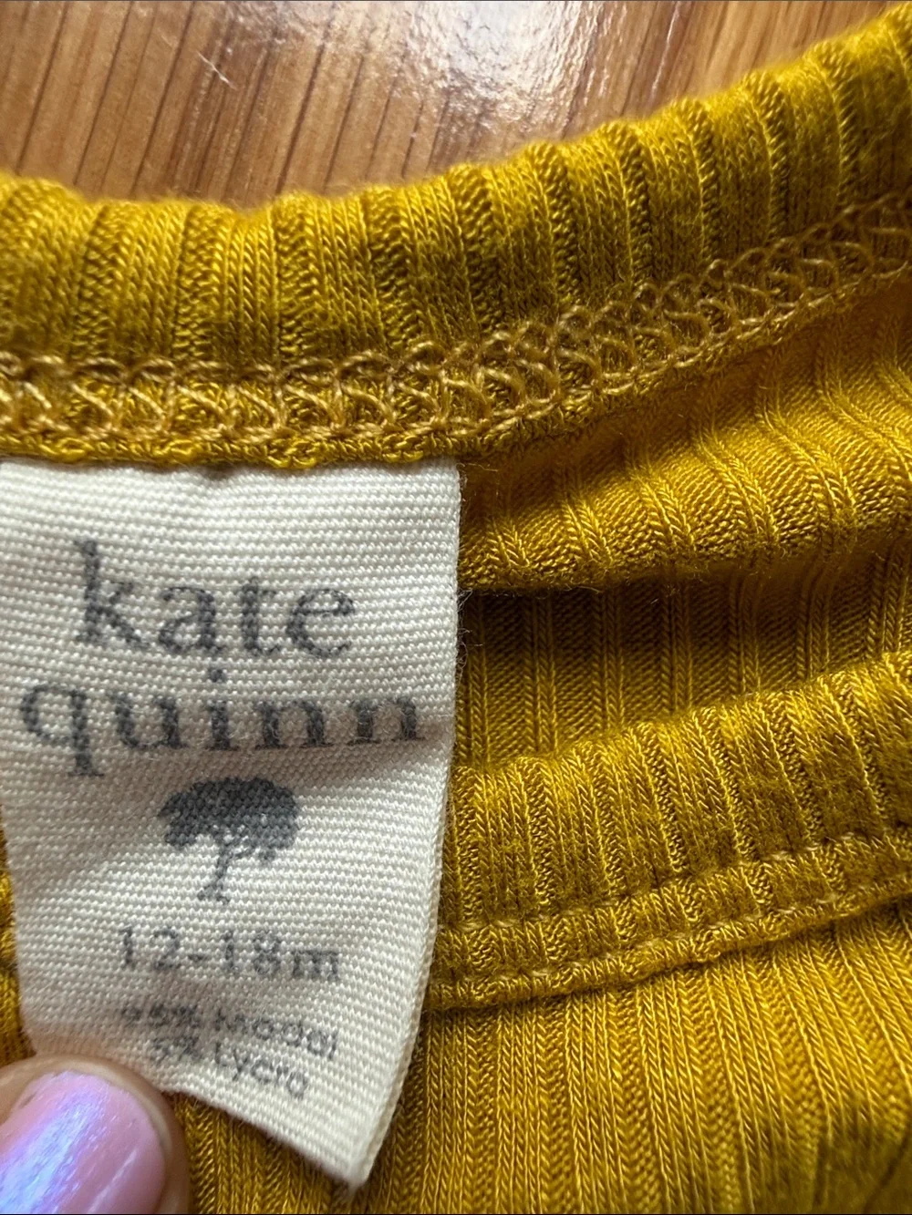 kate quinn Mustard Yellow Ribbed Short-Sleeve Baby One-Piece